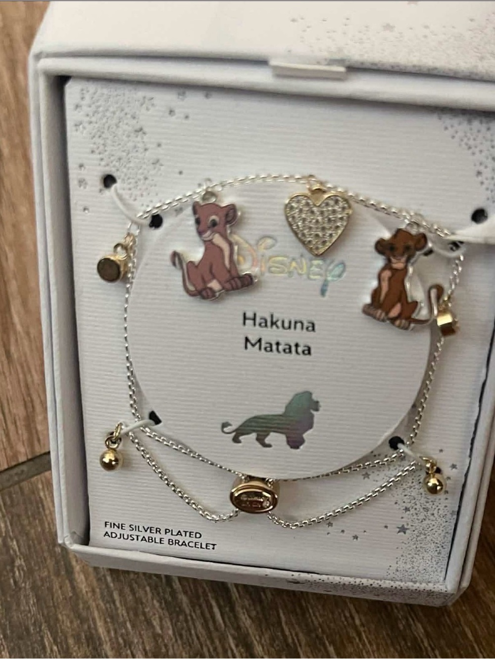 Disney Simba & Friends Silver and Gold Charm Bracelet Duo